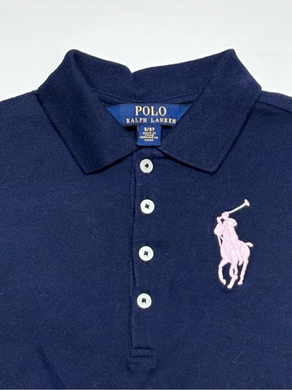 Ralph Lauren Navy Big Pony Long Sleeve Drop Waist Cotton Mesh Polo Dress Girl 3T - Picture 3 of 7